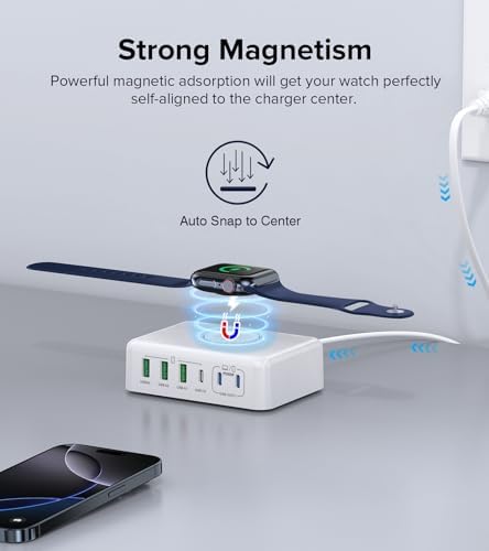 170 W USB C Multi-Device Charging Station – Ultra-Fast Travel Charger for i Phone 16/15/14/13/12, Apple Watch Ultra/SE, Air Pods, Mac Book Pro/Air, i Pad – Compact, High-Performance Power Hub for On-the-Go Efficiency and Seamless Connectivity