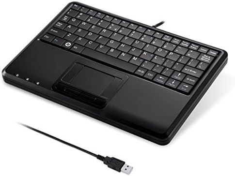 Compact USB Touchpad Keyboard – Perixx PERIBOARD-510 H Plus with X Type Scissor Keys, Dual USB Hubs, and Sleek Black Design for Enhanced Productivity in Limited Spaces – Perfect for Home Office, Travel, and Seamless Connectivity