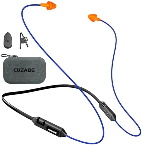 Cuzabe OSHA-Compliant Bluetooth Earplug Headphones – Wireless Neckband Earbuds with 29 d B Noise Isolation, 30-Hour Battery Life, and Custom Fit for Industrial Work Environments