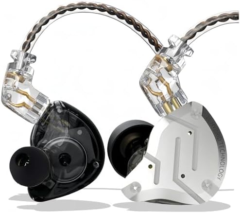 KZ ZS10 Pro In-Ear Monitor Earbuds – Superior Hybrid Audio Experience with 4 Balanced Armature + 1 Dynamic Driver Technology for Audiophiles and Gamers, Customizable Detachable Cable for Optimal Versatility, Ergonomically Designed for Comfort and Precise Sound Performance in Elegant Black Finish