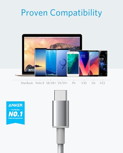 Anker 10 FT USB A to USB C Charging Cable – Durable 2 Pack for Samsung Galaxy S10, LG V30 & Beats Fit Pro – Fast Charging, Tangle-Free Design for Ultimate Flexibility & Universal Device Compatibility