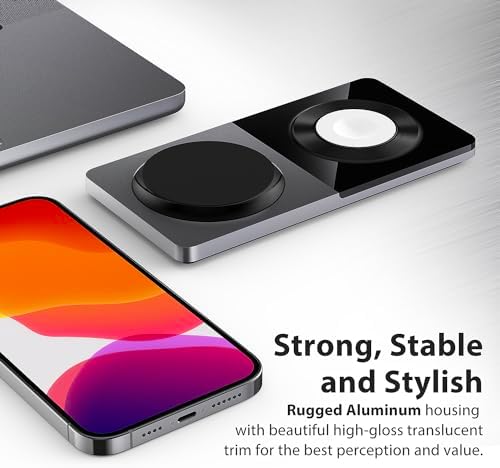 Revolutionize Your Charging Experience: 3-in-1 Fast Charging Station for Apple Devices with Mag-Safe Technology – Wireless Dock for i Phone 16/15/14/13/12 Series, Apple Watch Series 1-9/Ultra, and Air Pods Pro – Includes 30 W USB Charger in Sleek Silver Finish for Optimal Compatibility and Speed