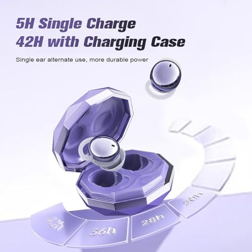 Premium Purple Wireless Bluetooth Sleep Earbuds for Side Sleepers – Advanced Noise-Cancelling Mini Headphones Designed for Ultimate Comfort and Uninterrupted Sleep – Perfect for Travel, Meditation, and Stress Relief – Lightweight Design Tailored for Small Ear Canals to Enhance Sleep Quality
