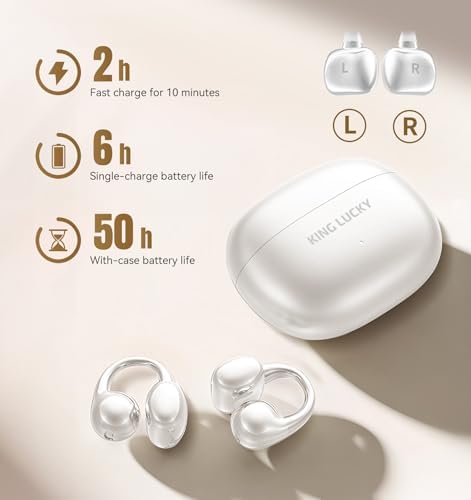Elevate Your Audio Game with King Lucky Wireless Bluetooth 5.4 Earbuds – Stylish Clip-On Design with Advanced Noise Cancelling, 50-Hour Battery Life, and Waterproof Durability – Perfect for Active Lifestyles, Small Ears, and Glasses Wearers in Trendy Pink. Enjoy Unmatched Comfort, Seamless Connectivity, and Immersive Sound Quality Ideal for Fitness, Daily Commutes, and Casual Listening.