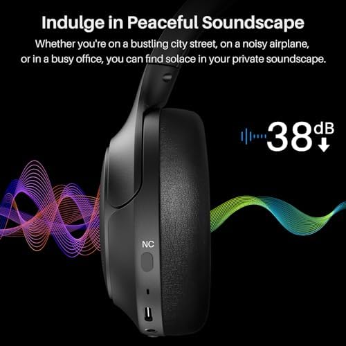 TOZO HT2 Wireless Over-Ear Headphones with Superior Active Noise Cancellation – Immerse in 60-Hour Playtime, Personalized Hi-Res Audio with Custom EQ, and Rich Deep Bass – Luxurious Khaki Design for Home, Office, and Travel Enthusiasts Seeking Unmatched Comfort and Sound Quality