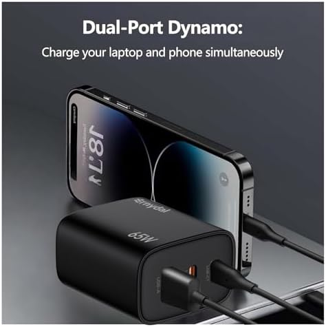Power Up Anywhere: 65 W Ga N USB-C Fast Charger with Dual Ports for Mac Book, i Pad, i Phone, Galaxy & More – Ultimate Compact Adapter for Rapid Charging and Safe Device Protection for Professionals and Travelers
