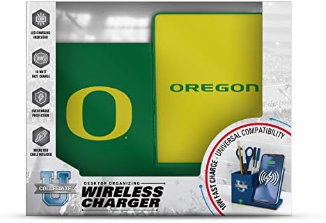 NCAA Unisex Fast Wireless Charging Stand & Desk Organizer – Stylish Multi-Device Charger for Sports Enthusiasts, Efficient Workspace Solution with Built-in Accessory Compartments