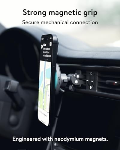 Mous Mag Safe Car Mount Phone Stand – Secure Suction Mount for i Phone 16/15/14/13/12 Series | Effortless 360° Rotation & Magnetic Alignment for Ultimate Convenience | Ideal for Hands-Free Navigation and Streaming