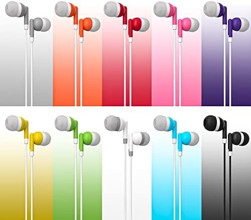 Maeline 100-Pack Bulk Earbuds with 3.5 mm Connector – Multi-Color Stereo Earphones for Schools, Events, and Promotions – Superior Sound Quality and Comfort for Everyday Use