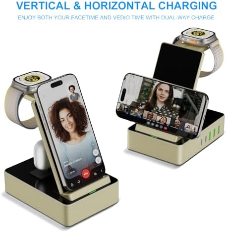 Power Up Your Workspace with the 100 W Aluminum Alloy 8-in-1 Wireless Charging Station – Fast USB-C Dock for i Phone, i Watch & Air Pods Pro – Sleek, Durable Design for Multi-Device Efficiency