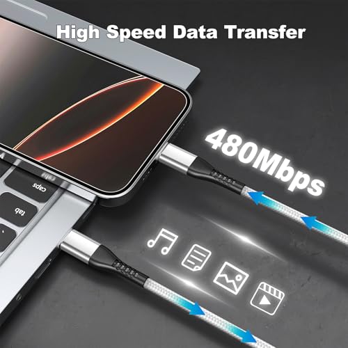 Premium 10 FT USB C to USB C Charger Cable – Dual Pack 100 W Fast Charging, Nylon Braided Design for i Phone 16 Series, Mac Book, and Samsung Galaxy S24 – Stylish Pink Color for Enhanced Durability and Flexibility