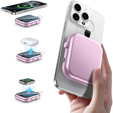 6000 m Ah Magnetic Power Bank – 3-in-1 Portable Charger for i Phone 12-16, Apple Watch, and Air Pods – 22.5 W Fast Charging USB-C Battery Pack for Effortless On-the-Go Power and Enhanced Device Compatibility