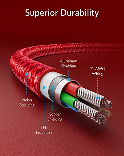 Anker Premium Nylon Braided USB C to Lightning Cable – 6 FT Durable MFi Certified Charger for i Phone 14 and More – Fast Charging & High-Speed Data Transfer Cable for Ultimate Connectivity