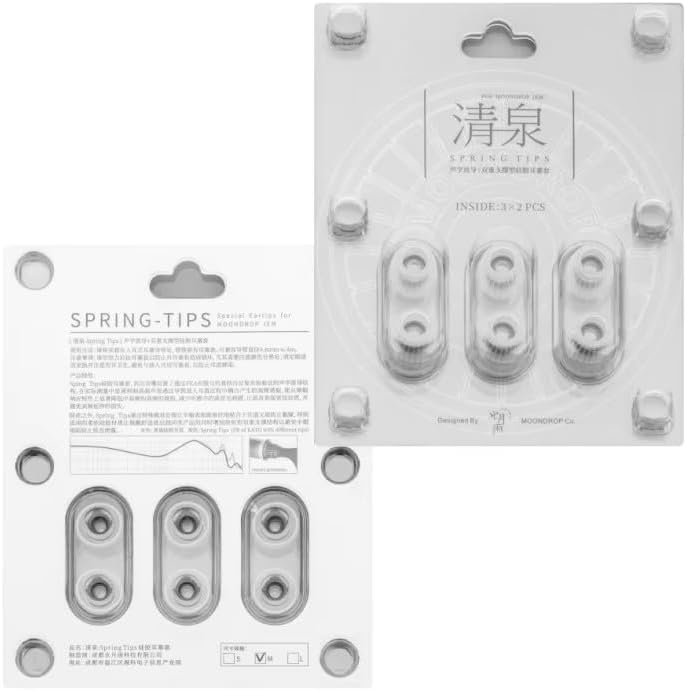 Premium MOONDROP Spring Tips Silicone Eartips – Acoustic Waveguide Technology for Perfect Earbud Fit (4.8 mm to 6.4 mm) – Unmatched Sound Clarity & Comfort with Double Support Structure – 3 Pairs of Medium Eartips for Versatile Compatibility – Durable, Easy-to-Clean Silicone for Extended Use and Enhanced Performance