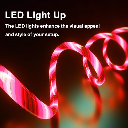 Illuminate Your Charging Experience: 6 ft LED Light-Up MFi Certified i Phone Charger Cable – Fast Charging for i Phone 14, 13, 12, 11 Pro Max, XR, X, SE, 8 Plus, i Pad & i Pod (Vibrant Purple) – Stylish, Durable, and Convenient Performance