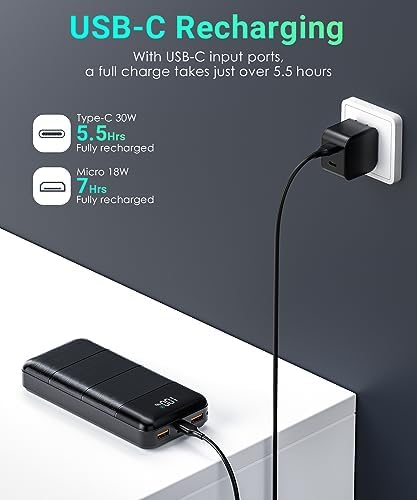High-Capacity 32000 m Ah Portable Power Bank with Fast 5 V/3 A Charging – LED Display for Real-Time Monitoring, Sleek Black Design, Ideal for Smartphones and USB Devices – Ultimate Reliability for Travel and Daily Use