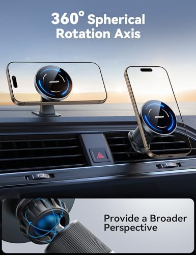 JOYROOM Mag Safe Car Mount Charger – 15 W Fast Wireless Charging for i Phone 12-16 Pro Max Plus, Enhanced Dual-Clip Grip for Secure Dashboard & Air Vent Installation, Stylish Dark Blue Finish, Ultimate On-the-Go Power Solution for i Phone 15 Accessories