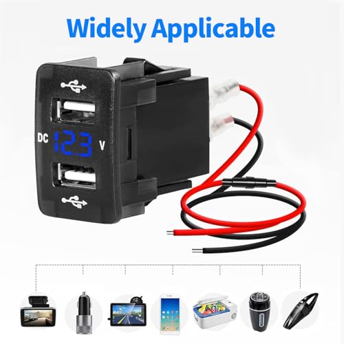 Levigo Dual Port USB Car Charger – 5 V 4.2 A Fast Charging Solution with LED Voltage Meter for Honda Vehicles – Compact 12/24 V Compatibility, Enhanced Safety Features, and Efficient Device Charging for Road Trips and Commutes