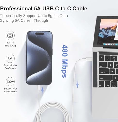 240W USB C Charging Cable for MacBook Pro/Air & for iPhone 16/15 Pro Max, MFi Certified 48V/5A Super Fast Charger Cord 6ft, PD 3.0 Compatible with iPad Pro 12.9/11, Samsung S25/S24(2-Pack) – Enhanced Compatibility and Speed