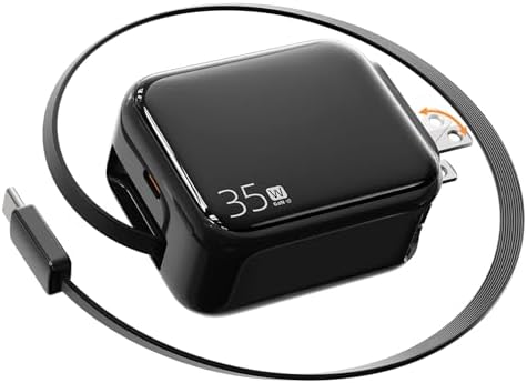 Compact 35 W Retractable USB C Wall Charger with Extendable Cable – Fast Charging Solution for i Phone 16, Galaxy S24/S25, Perfect for Home, Office, and Travel – Tangle-Free Design with Enhanced Compatibility and Durability