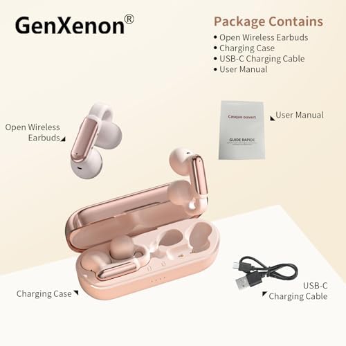 Premium Clip-On Bluetooth 5.4 Earbuds | Open Ear Sport Headphones with 35-Hour Battery Life for All-Day Listening | Ultra-Lightweight Wireless Earphones Featuring Crystal-Clear Voice Calls & Integrated Microphone | Ideal for Fitness and Outdoor Adventures (Sleek Black)