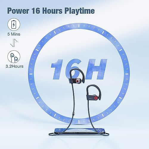 Boean Wireless Bluetooth Earbuds – IPX7 Waterproof Sports Headphones with 16 Hours Playtime & HD Deep Bass Sound for Active Lifestyles – Enhanced Bluetooth 5.3 Connectivity for Seamless Listening and Workout Performance