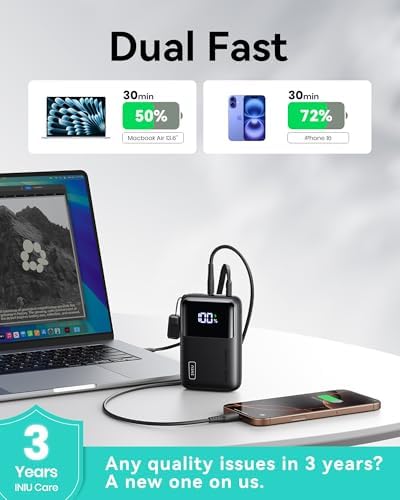 Ultimate INIU Power Bank 20,000 m Ah – 65 W Compact Fast Charger for Laptops, Tablets & Smartphones – Multi-Device USB-C Travel Power Bank with PD & QC Technology – Ideal for Mac Book, i Pad, Steam Deck, i Phone 16/15, Samsung Galaxy S22 – Unmatched Portability & Efficiency
