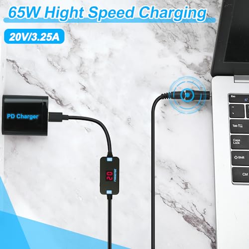 FARSENSE Versatile USB C to DC Adapter with 10 Connector Tips – 3.3 ft Barrel PD Trigger Cable for Effortless Voltage Switching and LED Voltage Display – Essential Power Solution for Laptops, Cameras, and More
