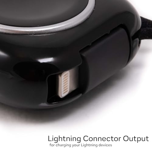 Compact 3-in-1 Magnetic Keychain Charger for Apple Watch – 2580 m Ah Power Bank with Lightning and USB-C Fast Charging for i Phone, Android, and Air Pods – Perfect Travel Companion for Active Lifestyles and On-the-Go Convenience