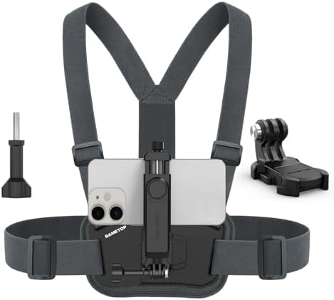 Hands-Free Phone Chest Mount Harness for Action Cameras & Smartphones – Ultimate POV Filming Accessory with Adjustable Straps for i Phone, Samsung, Go Pro, DJI Osmo, and More – Lightweight, Durable Design for All-Day Comfort and Versatile Shooting Angles – Quick-Release Buckle for Effortless Device Attachment – Capture Every Adventure Securely and Easily