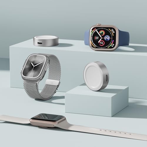 Ruxely Ultra-Portable Magnetic Wireless Fast Charger for Apple Watch – High-Efficiency USB-C Charging Adapter Compatible with i Watch Series 10, 9, 8, 7, 6, Ultra 2 & SE – Compact Design for Effortless Mobility and Quick Power Solutions