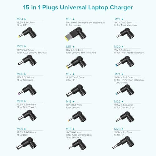 Powseed 65 W Universal Laptop Charger – Premium Power Adapter for Dell, HP, Asus, Acer, Lenovo & More – Advanced Safety Features & Energy Efficient Design – Compatible with 16 Notebook Models – Fast Charging & Reliable Performance for Your Ultrabook, Chromebook, and More