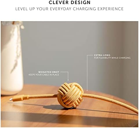 Native Union Night Cable – 10 ft Heavy-Duty USB-C to Lightning Charging Cable with Weighted Knot for i Phone 14 and Earlier – MFi Certified, Fast Charging, Stylish Zebra Design for Ultimate Convenience and Durability