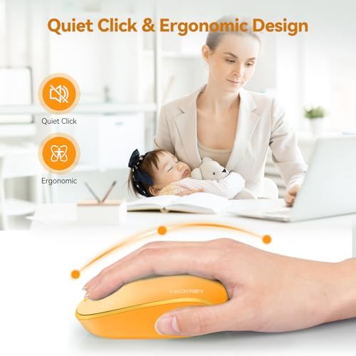 TECKNET 2.4 GHz Wireless Mouse – Ultra-Quiet & Portable Computer Companion with Adjustable DPI, USB Receiver, and Ergonomic Design for Seamless Use Across Chromebook, Laptop, PC & Mac – Enhance Productivity Effortlessly