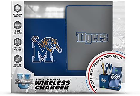 NCAA Unisex Fast Wireless Charging Stand & Desk Organizer – Stylish Multi-Device Charger for Sports Enthusiasts, Efficient Workspace Solution with Built-in Accessory Compartments