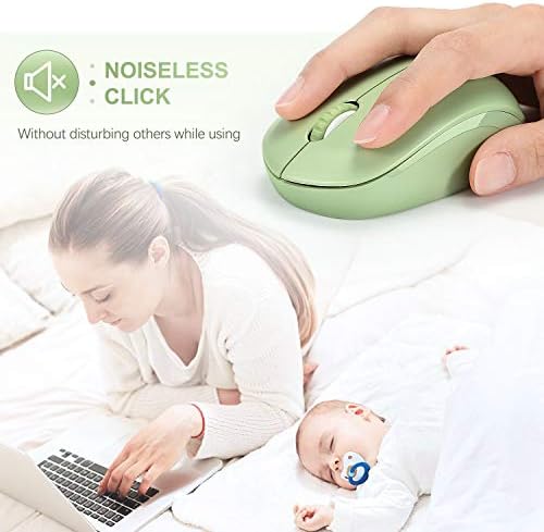 Light Blue Wireless Mouse – Ultra-Quiet 2.4 GHz Noiseless Computer Mouse with USB Receiver for Seamless Windows Experience – Portable, Ergonomic Design for Home, Office, or Travel
