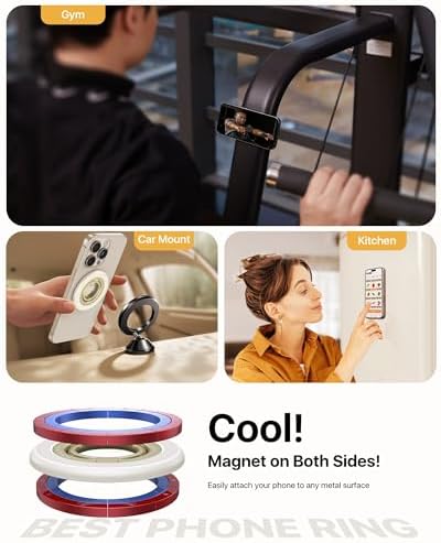 Ultimate Double-Sided Magnetic Phone Grip for Mag Safe – Enhanced Stability with 20 N55 Magnets, 360° Rotating Stand, Anti-Fall Design, and Universal Compatibility for i Phone 16, 15, 14, 13, 12 Pro Max – Perfect for Hands-Free Use and Multitasking