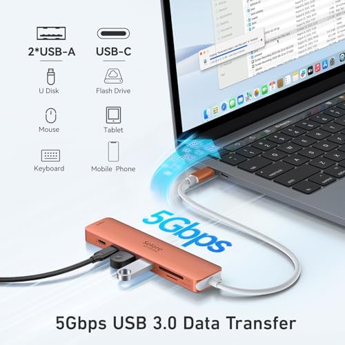 Ultimate 7-in-1 USB C Hub HDMI Adapter for Mac Book Pro & Air – High-Speed 4 K HDMI, Dual USB 3.0, SD/TF Card Reader, and 100 W Power Delivery – Compact and Durable Dongle for Seamless Connectivity with Dell XPS & Lenovo Think Pad