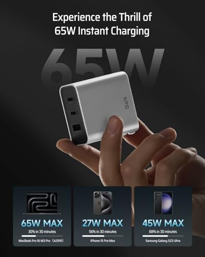 CUKTECH 65 W USB-C Fast Charger – Compact & Foldable Ga N Power Adapter for Multi-Device Charging – Ideal for i Phone, Mac Book, Galaxy & i Pad – Enhanced Safety Features with Overheating Protection – Sleek Grey Design for Modern Aesthetics – Efficient 3-Port Charging Solution for Home, Office & Travel – Upgrade Your Charging Experience with a Durable, High-Performance Charger that Combines Style and Functionality – Perfect for On-the-Go Power Needs – Streamline Your Tech Setup with Reliable Speed and Compatibility – Elevate Your Power Game Today!