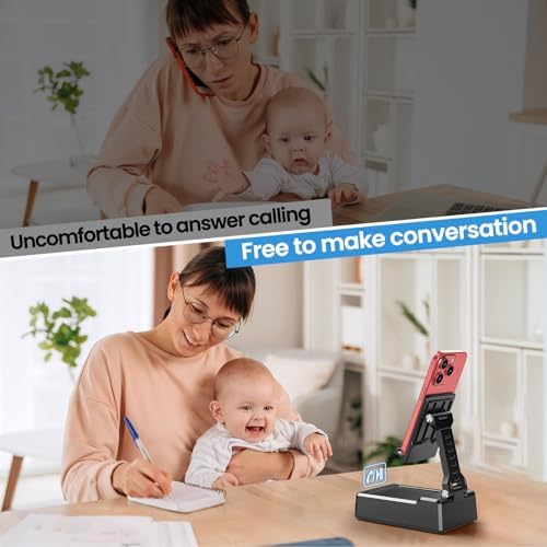 Gifts for Mom Women Men Dad, Foldable Adjustable Cell Phone Stand with Wireless Bluetooth Speaker and Portable Charger, Cellphone Holder Unique Birthday Gifts Cool Gadget for Her Husband Him Boyfriend – Enhanced Compatibility and Speed