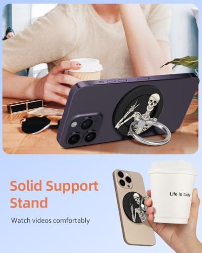 Magnetic Phone Grip Holder for i Phone – Adjustable Mag Safe-Compatible Finger Ring Stand with Fun Designs for Secure Selfies and Video Calls – Lightweight, Durable, and Removable Accessory to Elevate Your Smartphone Experience