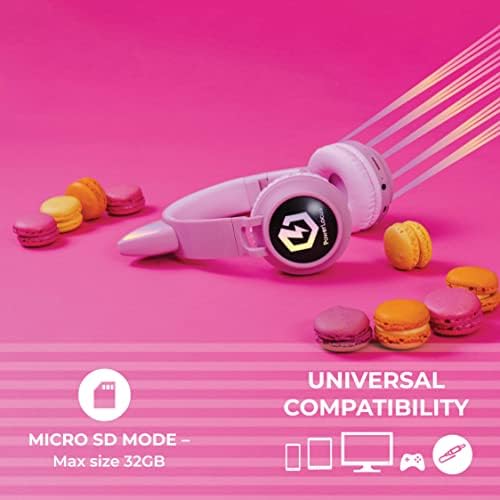 Kid-Friendly Bluetooth Headphones with LED Lights – Safe 85 d B Volume Limit for Young Ears, Foldable Design for Travel Ease, Micro SD Card Playback, Integrated Mic for Calls – Perfect Wireless Audio for Kids’ Adventures and Learning