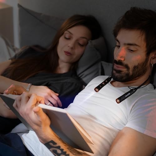 Revolutionary Red Bluetooth Neckband with Integrated Reading Light and High-Fidelity Earbuds – Ultimate Comfort and Versatile Audio Experience for Avid Readers and On-the-Go Users