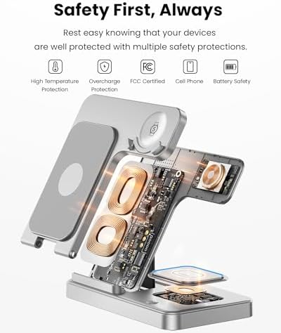 Ultimate GEEKERA 3-in-1 Foldable Wireless Charger for Samsung Devices – Fast Charging Station for Galaxy Watch6/5 Pro/4/3/Active, S24 Ultra/S24 Plus/S23/S22/S21, Z Fold/Flip Series, Android & Buds 2 Pro – Portable & Stylish Charging Solution for Home and Travel
