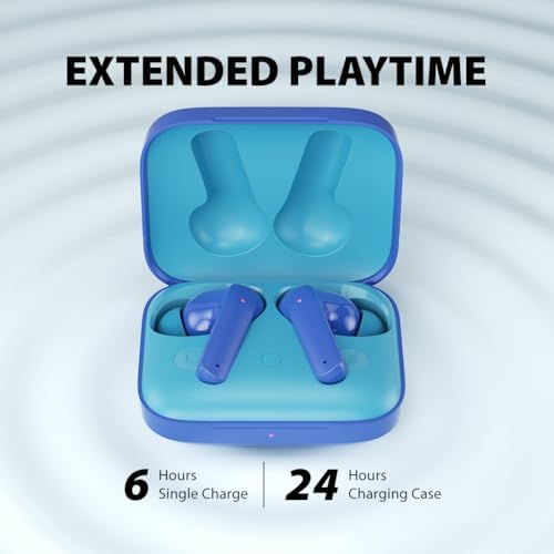 Clan K2 Bluetooth Earbuds for Kids – Safe Volume Limiting, Customizable Fit, and Low Latency for Gaming & Music – Stylish Wireless Earbuds in Blue for Ages 8-10, Enhanced Sound with 3 EQ Modes