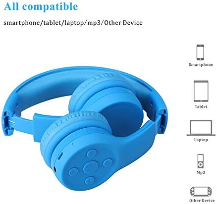 Light Blue Kids Bluetooth Headphones – Safe 93 d B Volume Limitation for Ear Protection – Foldable & Travel-Friendly Design – Built-in Microphone for Hands-Free Calls – Comfortable Wireless Headphones for Toddlers and Children – Perfect for School, Home, and Fun Activities
