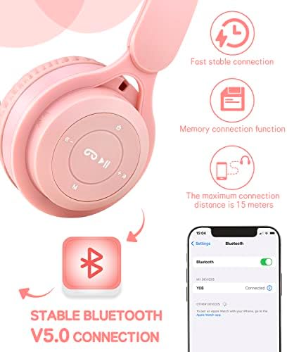 Kids Wireless Bluetooth Headphones – Comfortable Over-Ear Design with Built-In Mic for School & Travel – Superior Sound Quality, Foldable & Lightweight for Easy Storage – Perfect for Tablets & Smartphones – Ideal for Home and Learning Environments