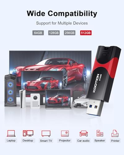 KOOTION 256 GB USB 3.0 Flash Drive – High-Speed Retractable Thumb Drive with Rugged Design and LED Indicator for Reliable Data Storage and Transfer – Ideal Memory Stick for Professionals and Students