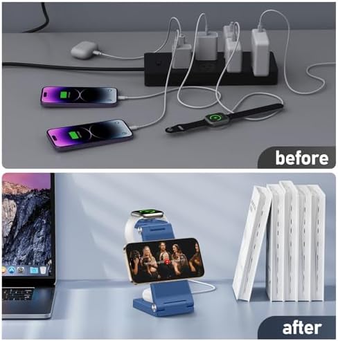 Innovative 3-in-1 Magnetic Wireless Charging Station – Premium Foldable Dock for i Phone 16/15/14/13/12, Apple Watch Ultra/Series 9-2, and Air Pods – Ultimate Travel-Friendly Power Hub with Superior Rapid Charging for Tech Savvy Professionals and On-the-Go Users