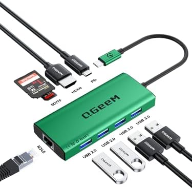 Unlock Seamless Connectivity with the QGee M 9-in-1 USB C Hub – The Ultimate Multi-Port Adapter for High-Speed Data Transfer, 4 K HDMI Output, and 100 W Power Delivery – Perfectly Compatible with Mac Book Pro, Air, i Pad, Dell, HP, Lenovo, and Chromebook – Compact, Stylish Blue Design for On-the-Go Professionals and Creatives